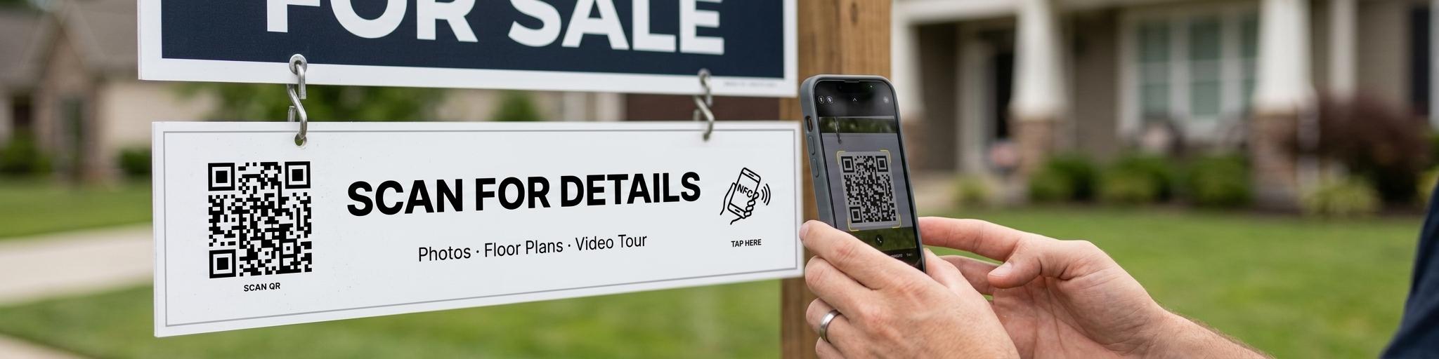 Someone scanning a QR code on a smart sign rider