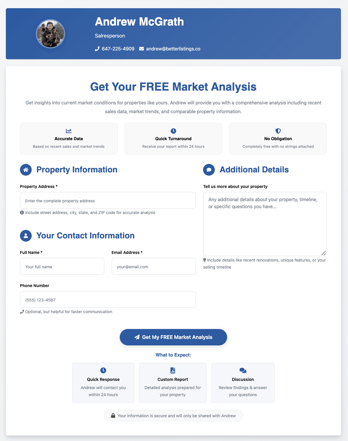 CMA Request Landing Page Example