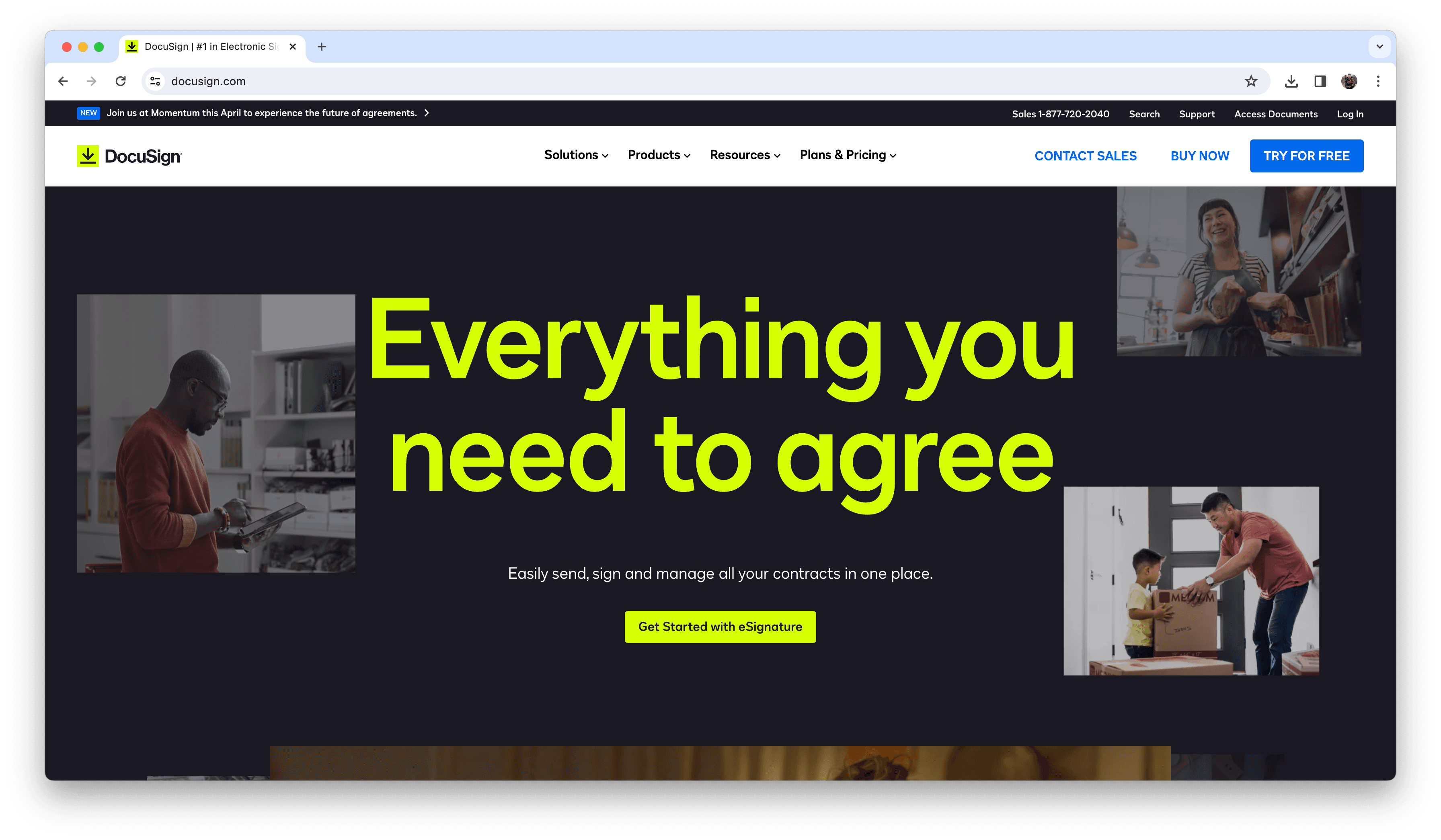 Docusign landing page image
