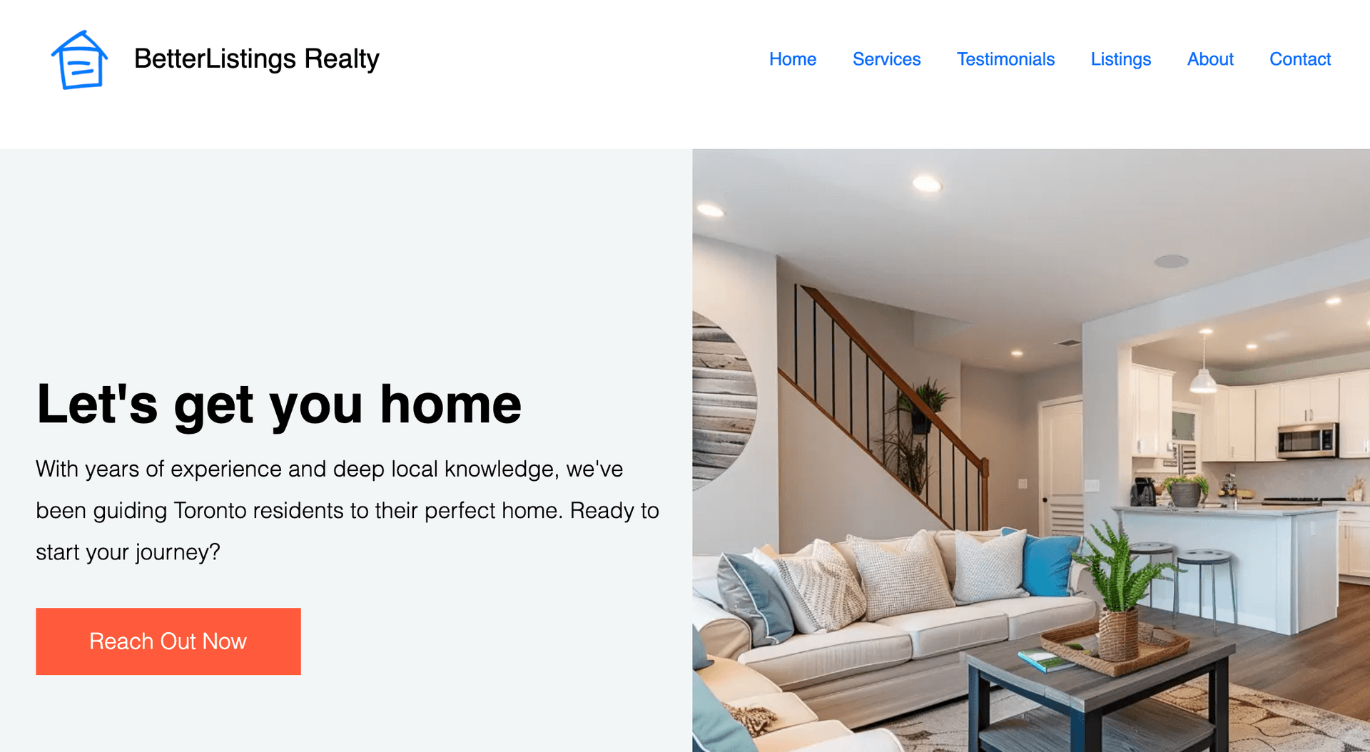 Example services page for a real estate website