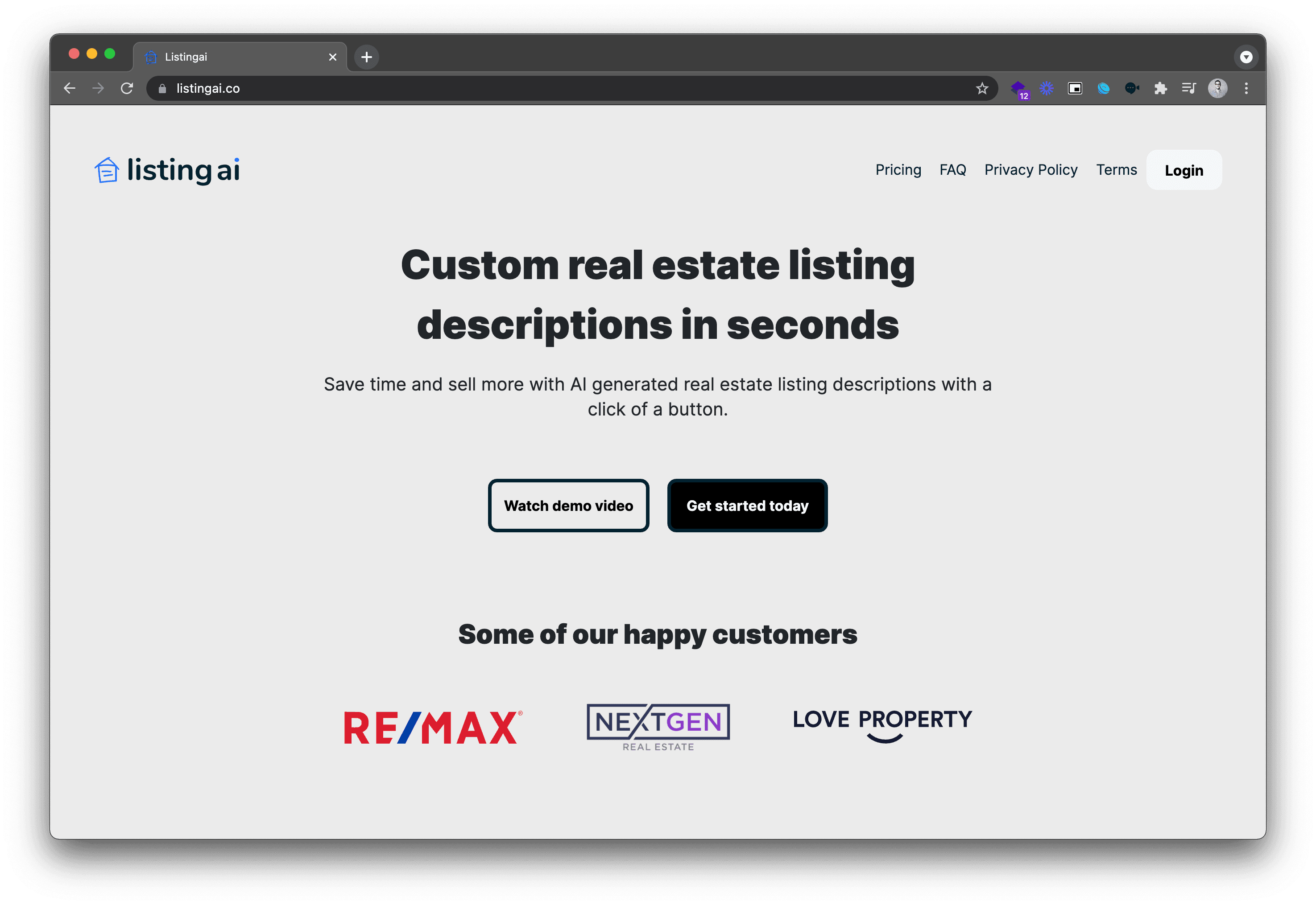 ListingAI landing page image