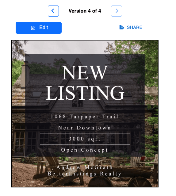 Screen showing the generated post image