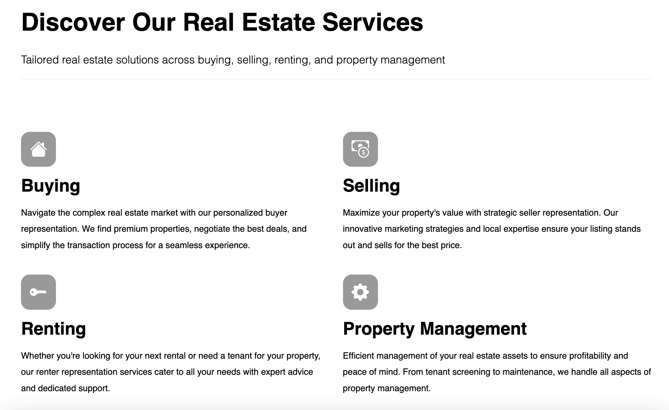 Services page example