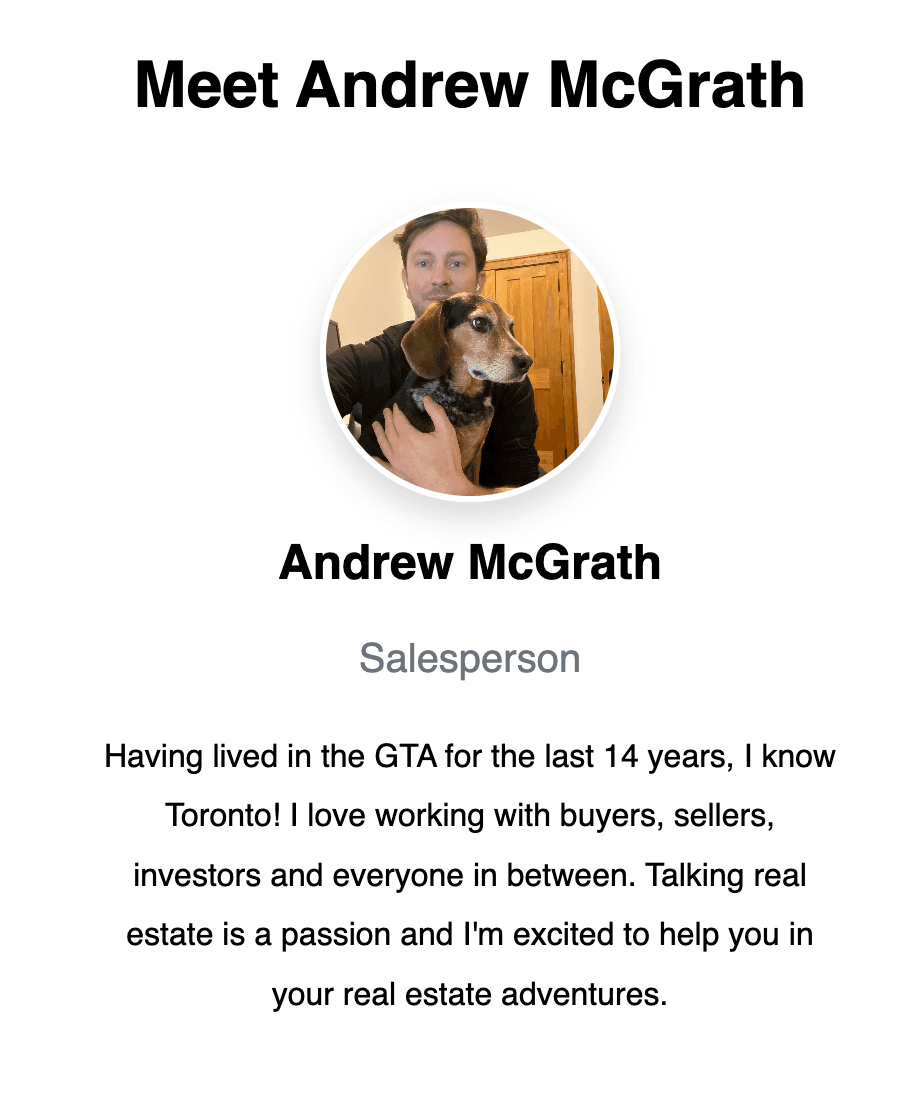 Example team page for a real estate website