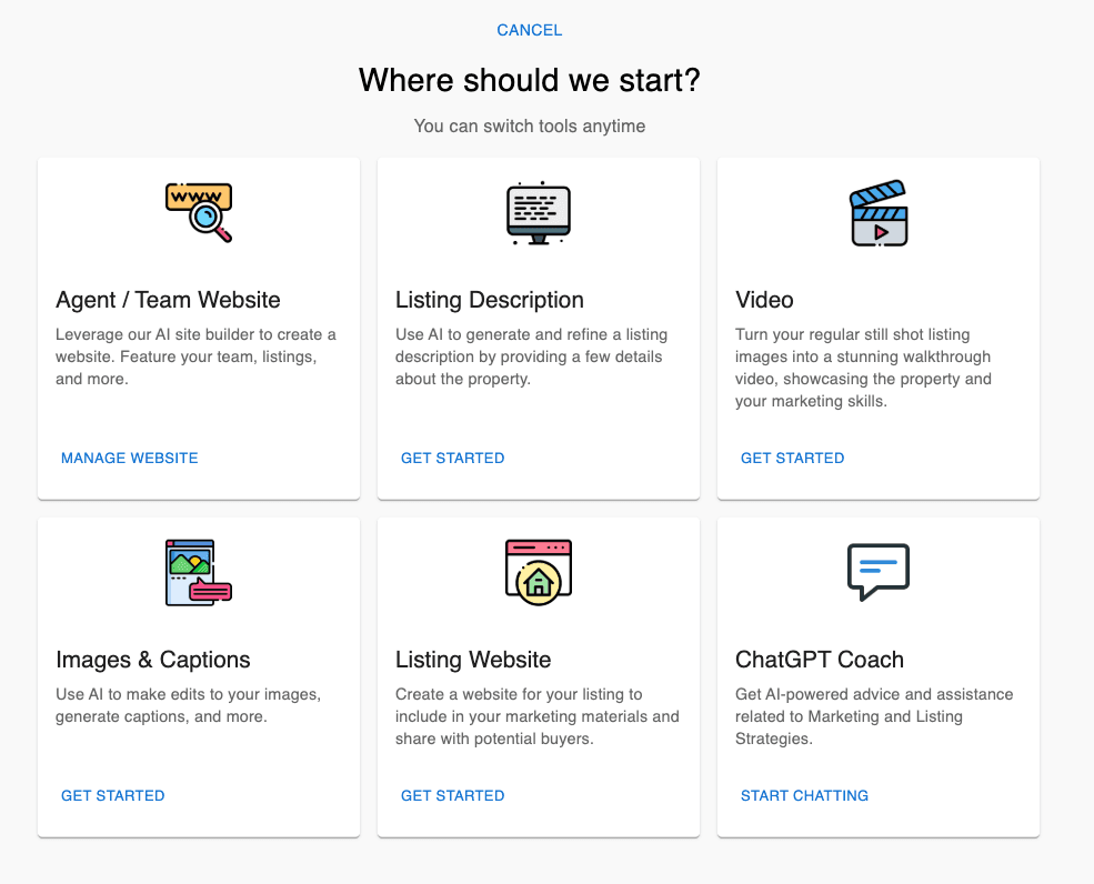Selecting the video generator option