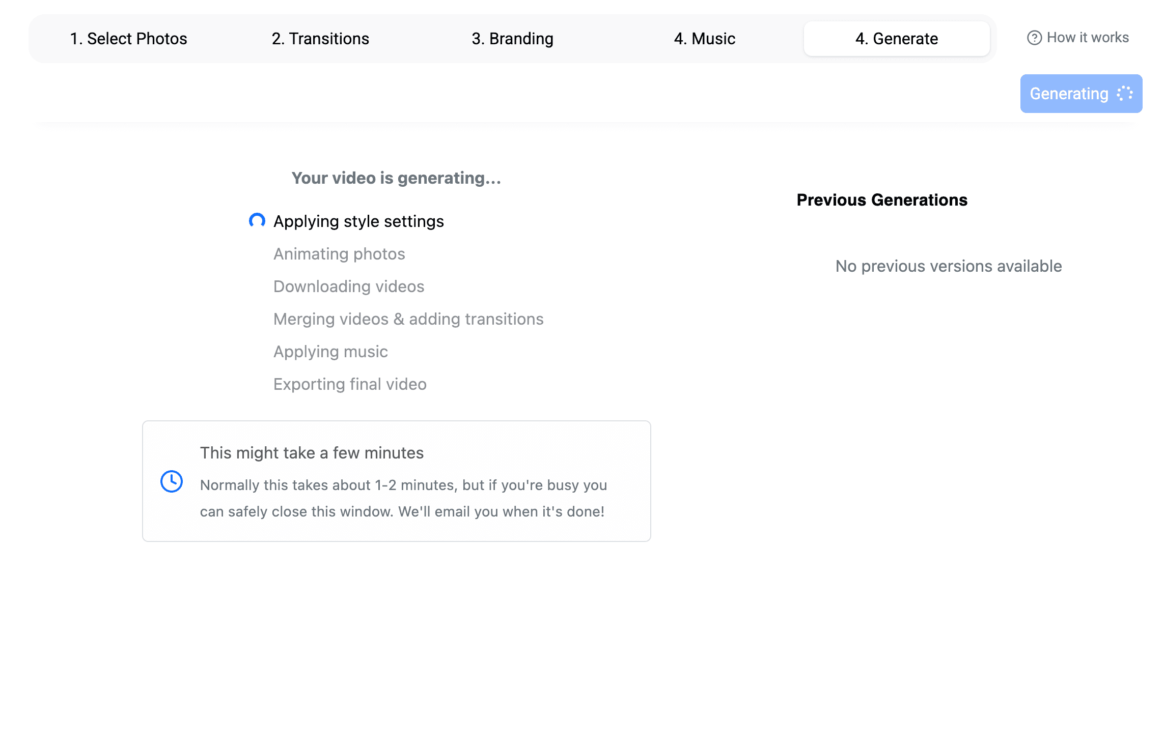 Video generation in progress