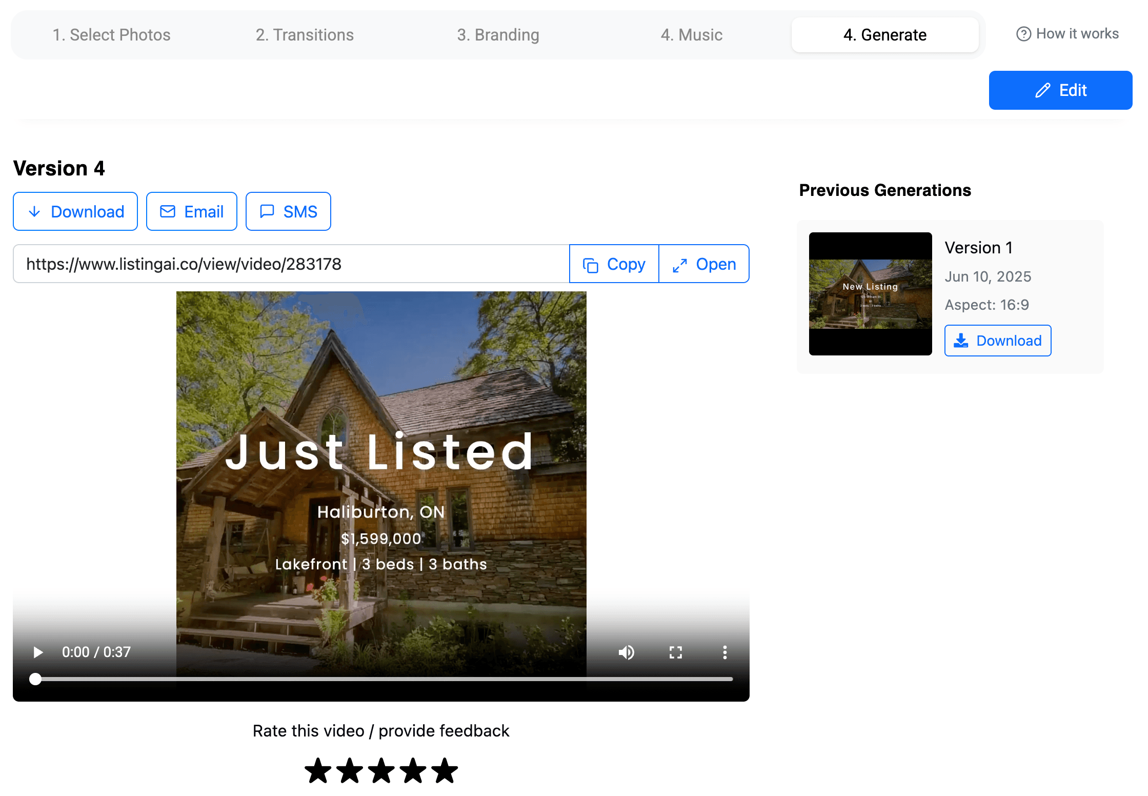 Completed video ready to share