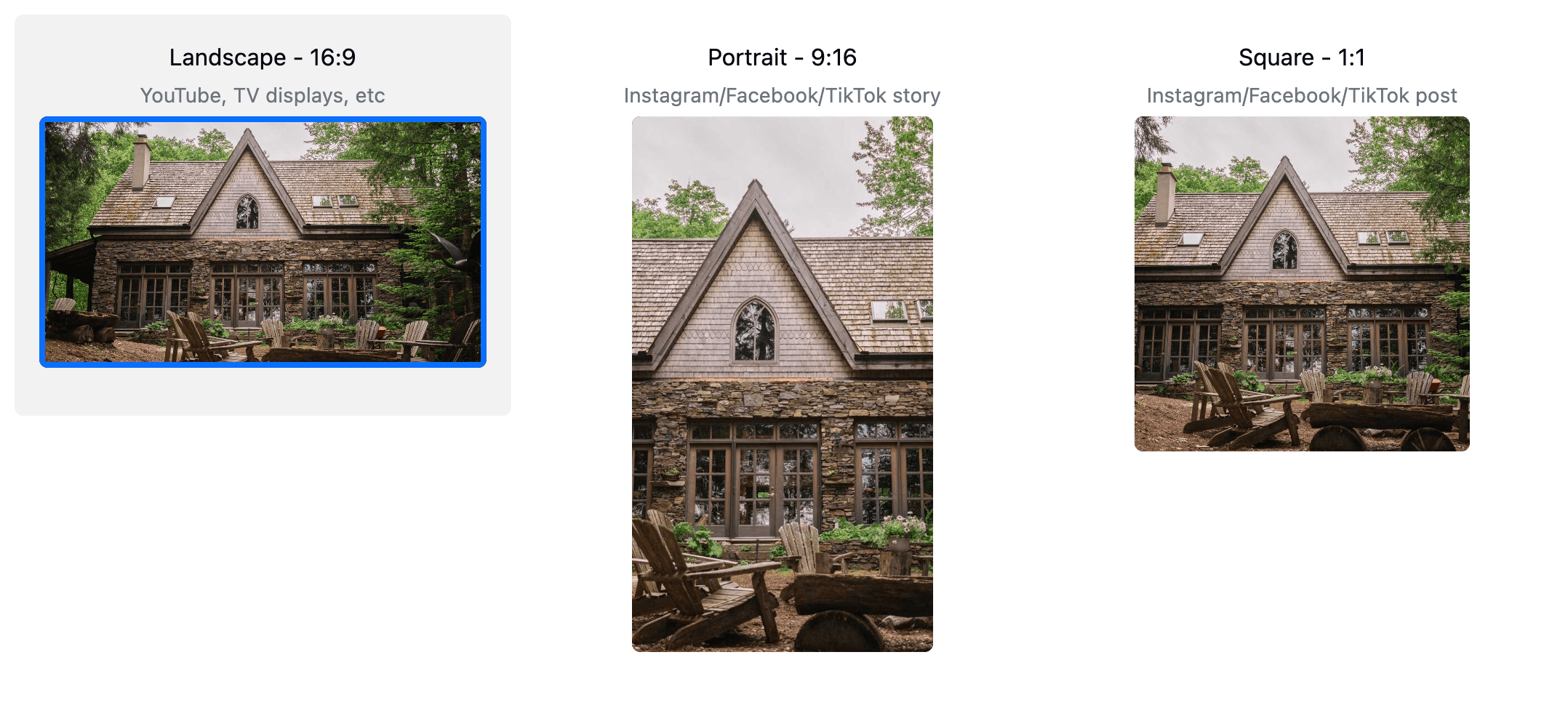 Aspect ratio selection options