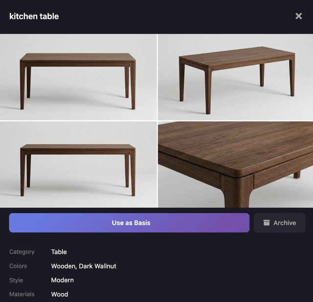 Custom dark walnut dining table in the furniture library