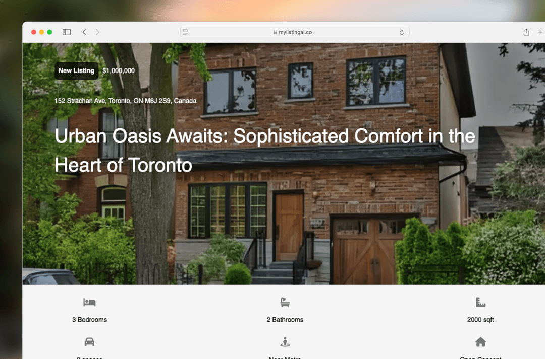 Listing landing pages