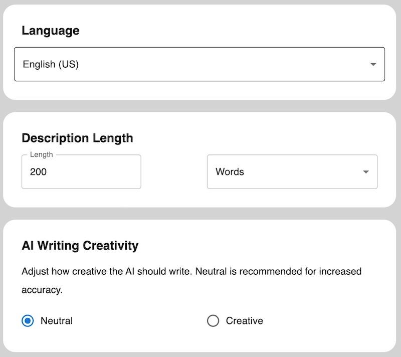 Image demonstrating selecting writing style settings