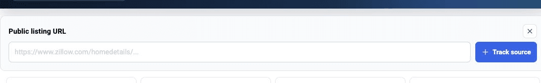 The public listing URL field and Track source button