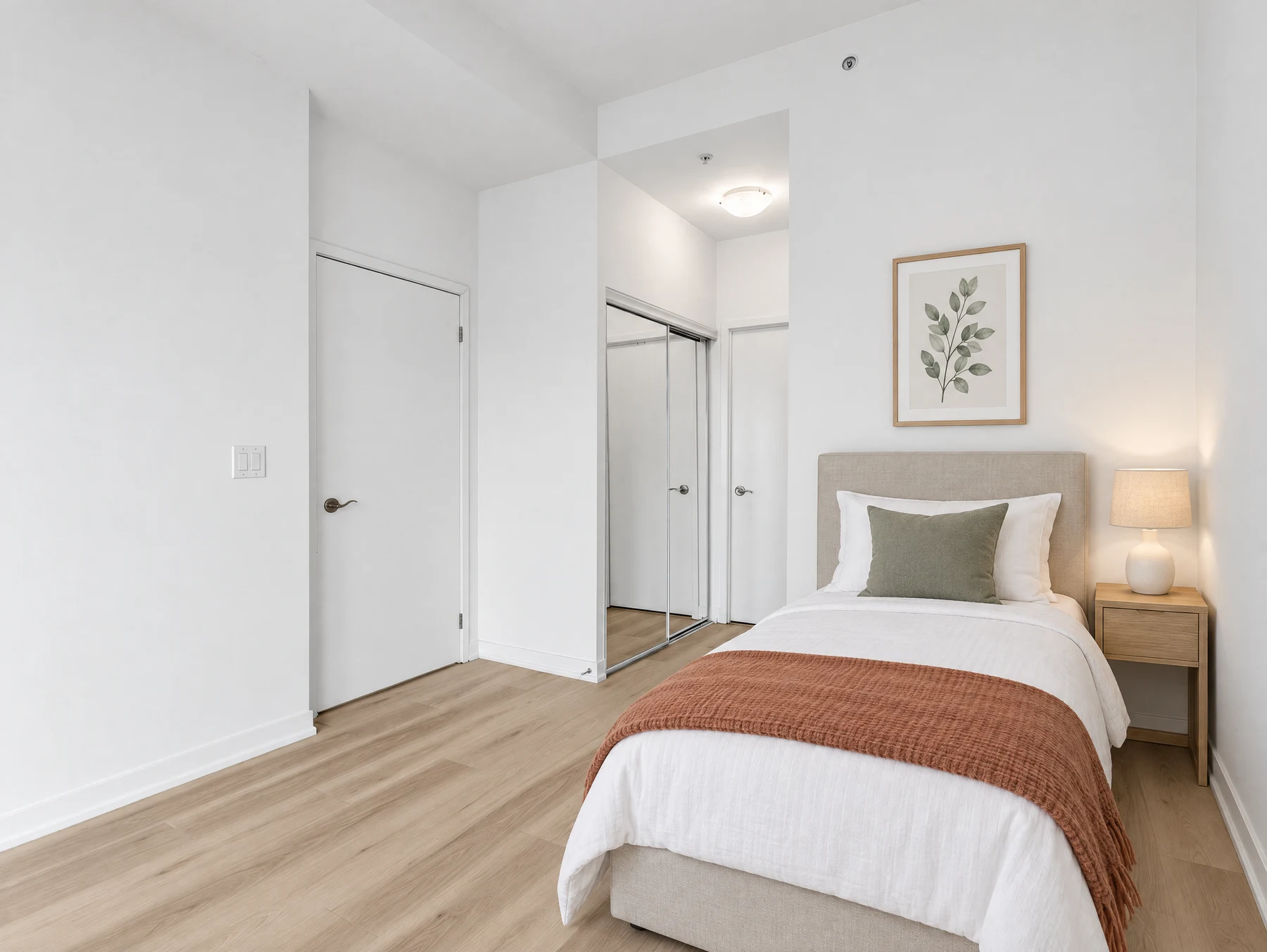 Bedroom, first view, staged with ListingAI Precision Pro