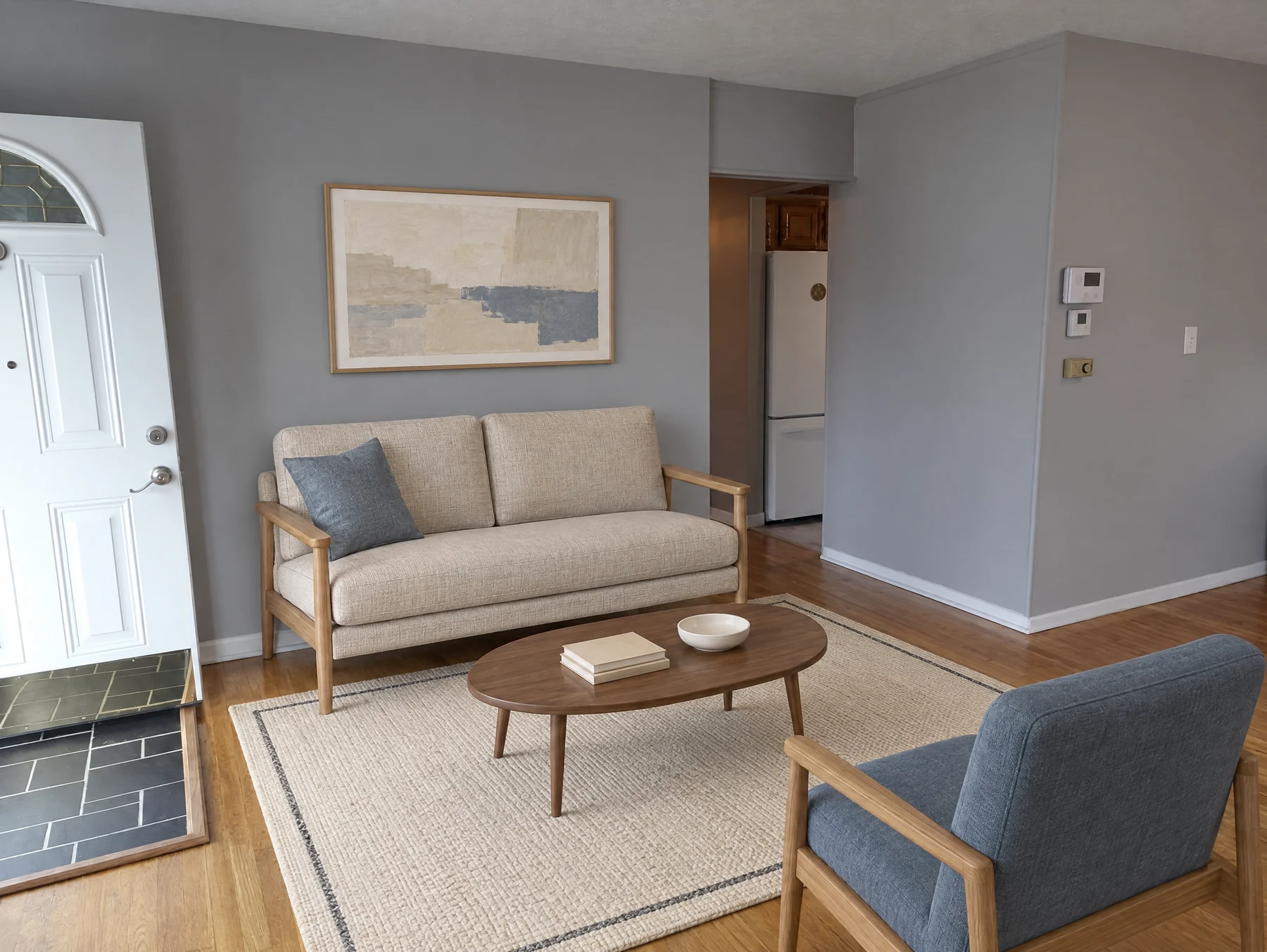 Living room, first view, staged with ListingAI Precision Pro